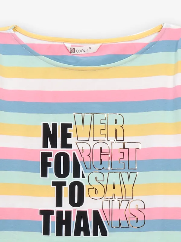 COOL multi color stripe cotton silk t-shirt