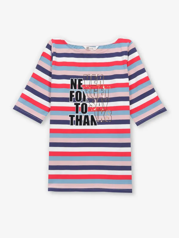 COOL navy stripe cotton silk t-shirt