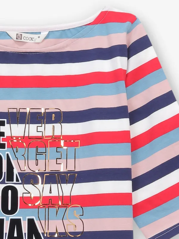 COOL navy stripe cotton silk t-shirt