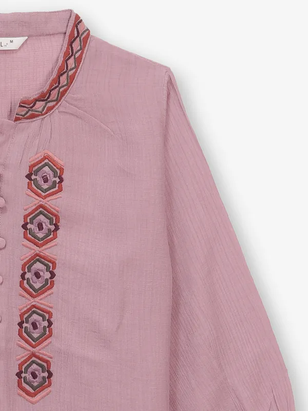 COOL onion pink cotton silk top