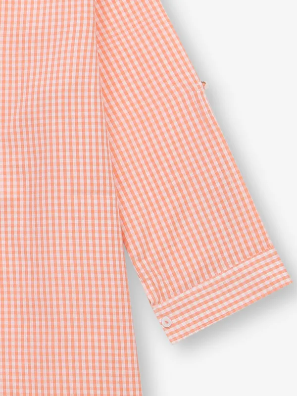 COOL peach checks cotton silk shirt