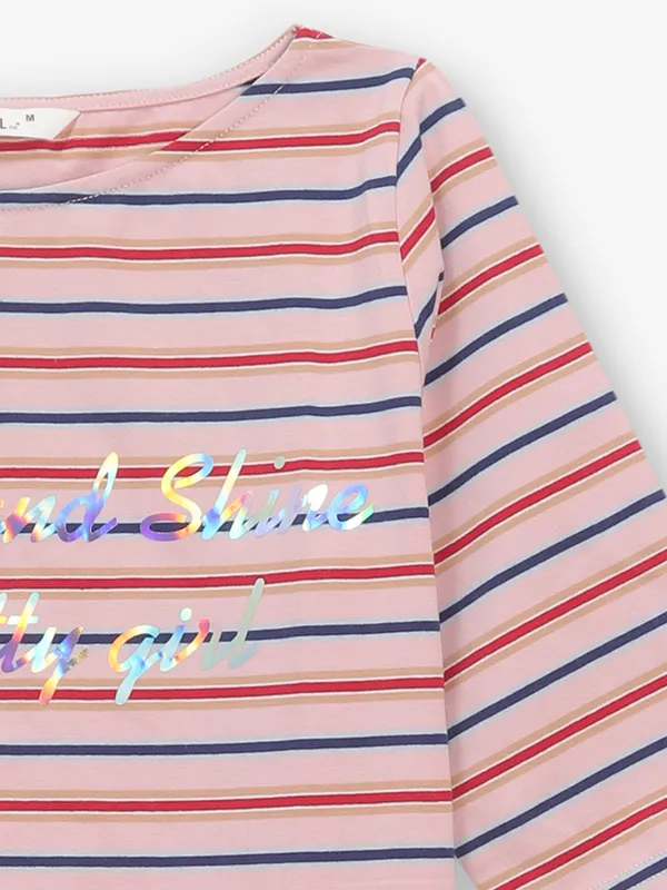 COOL pink stripe cotton silk t-shirt