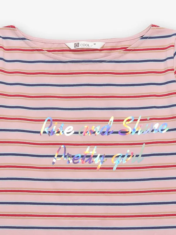 COOL pink stripe cotton silk t-shirt