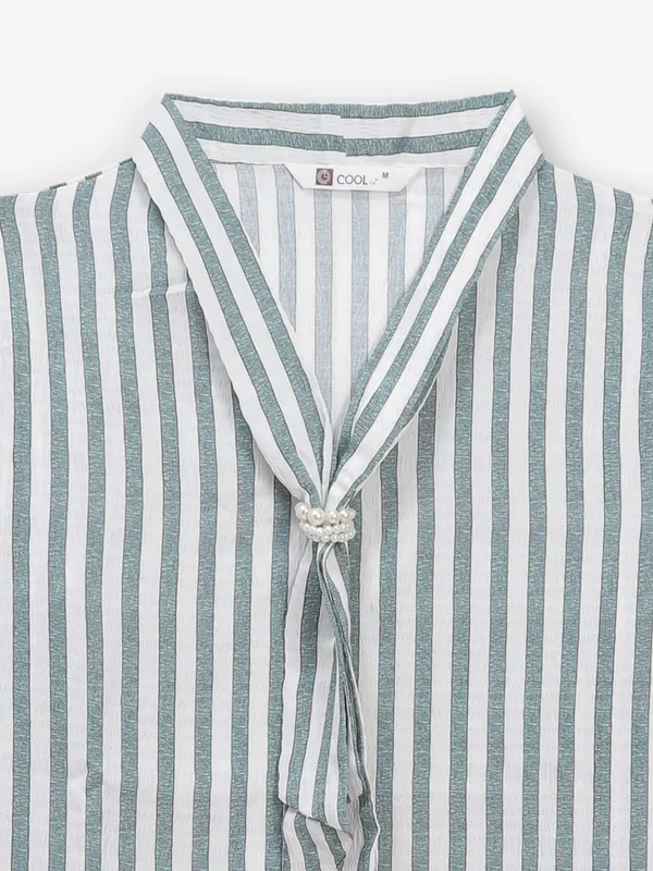 COOL pista green silk stripe top