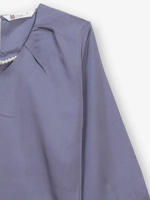 COOL plain purple silk top for women