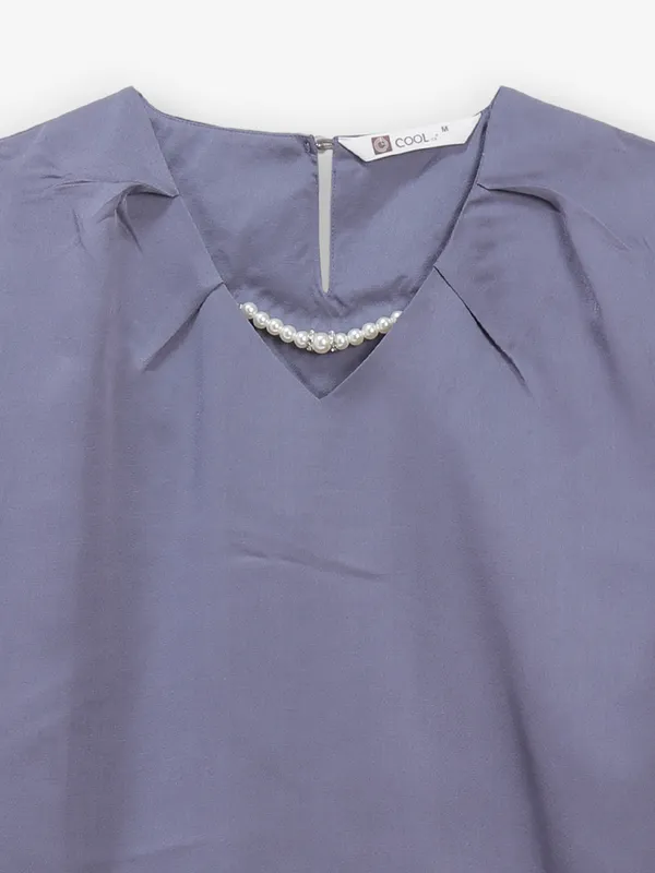 COOL plain purple silk top for women