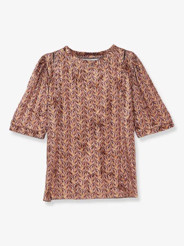 COOL printed brown silk top