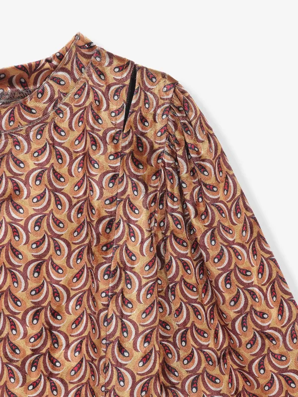 COOL printed brown silk top