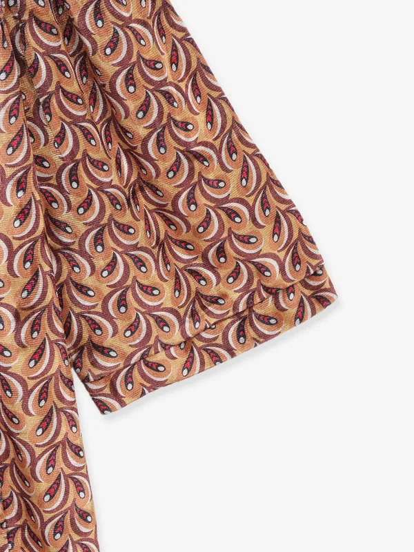 COOL printed brown silk top