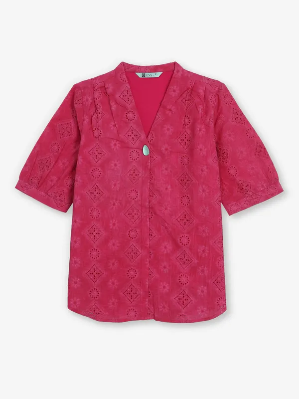 COOL printed magenta cotton top