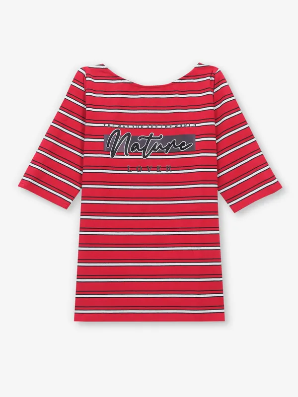 COOL red stripe cotton silk t-shirt