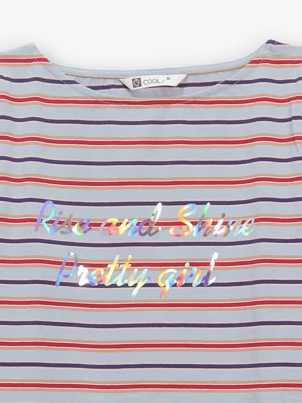 COOL stripe light grey silk top