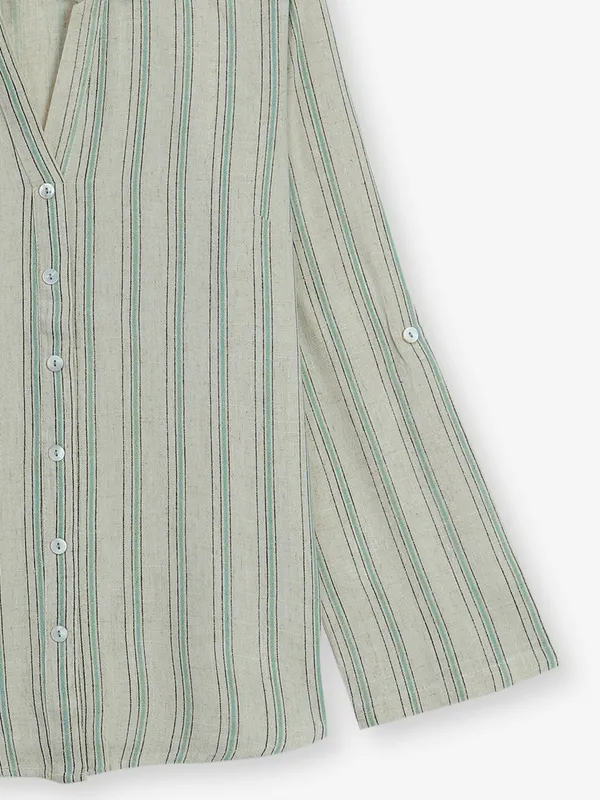 COOL stripe pista green cotton shirt