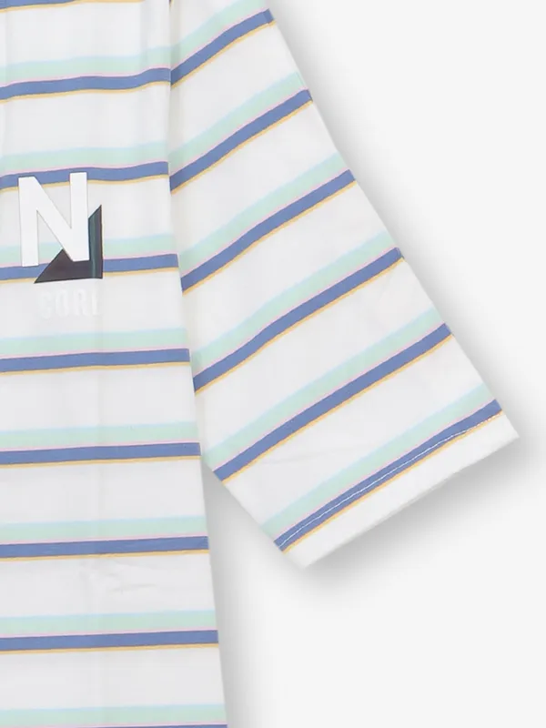 COOL stripe white silk top