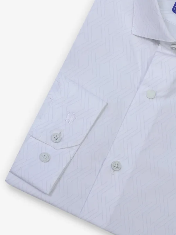Cool white printed formal wear shirt by LOUIS PHILIPPE