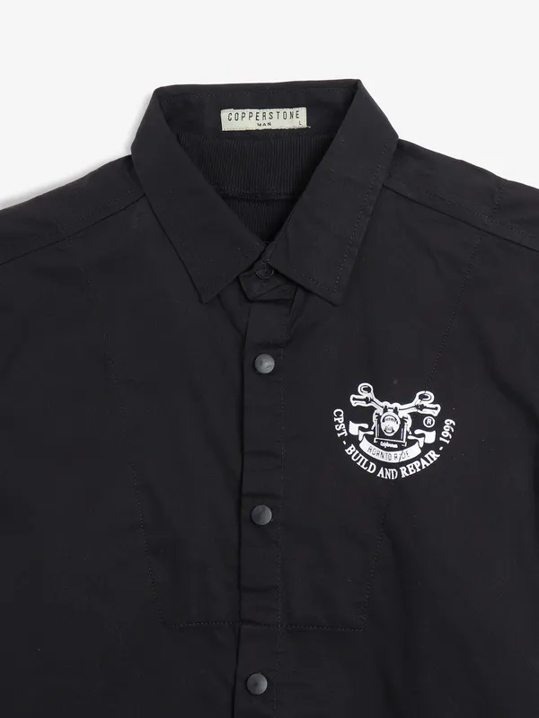 COPPER STONE black cotton shirt