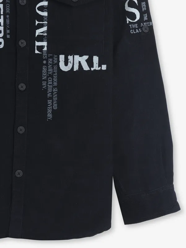 COPPER STONE black printed shirt in cotton