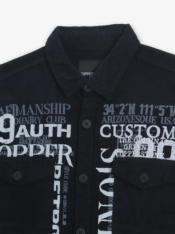 COPPER STONE black printed shirt in cotton