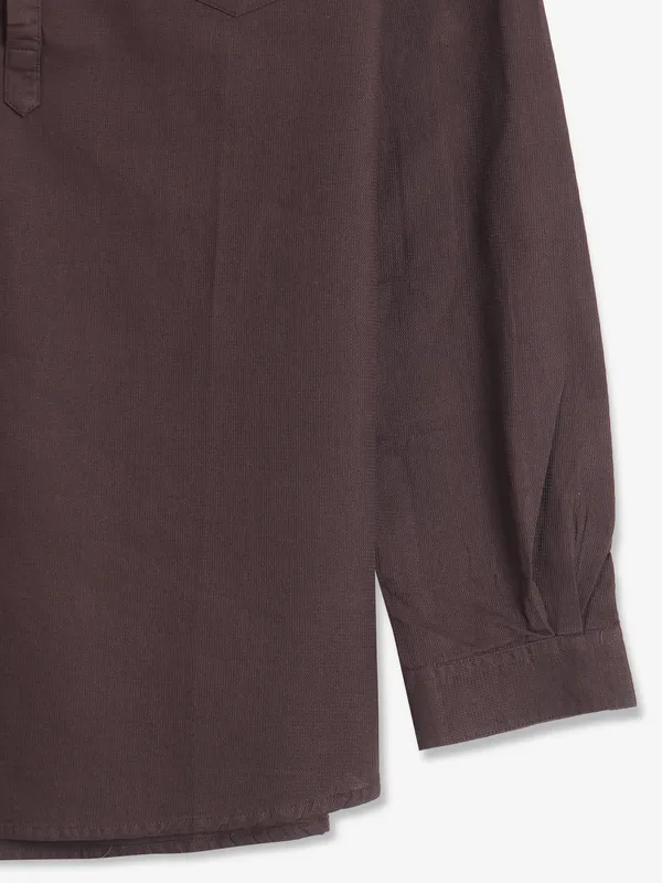COPPER STONE brown cotton kurta style shirt