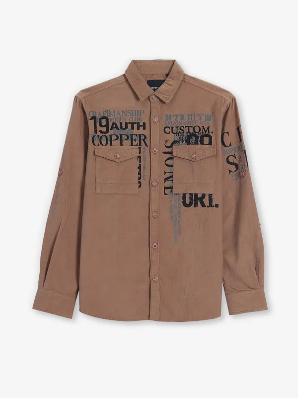 COPPER STONE brown printed shirt