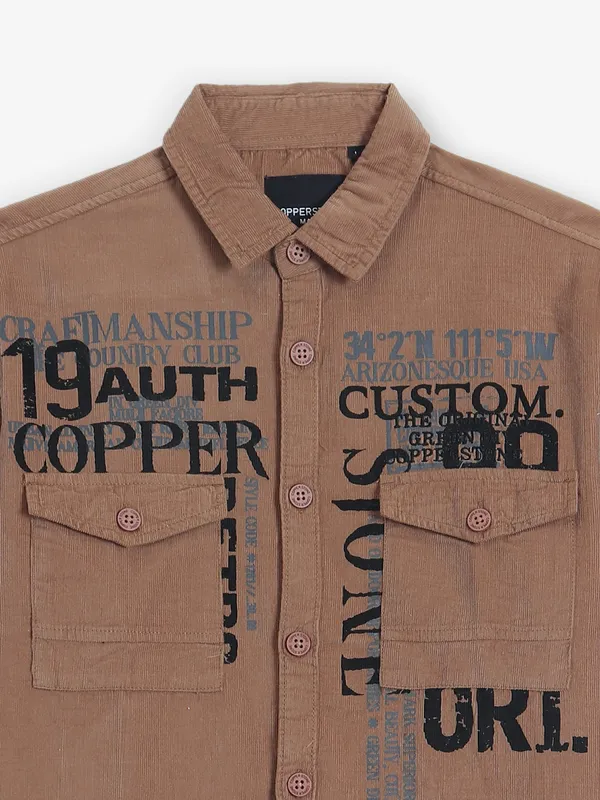 COPPER STONE brown printed shirt