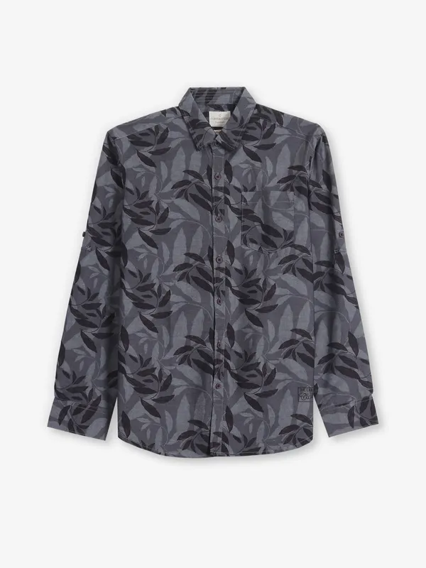 COPPER STONE dark grey printed shirt