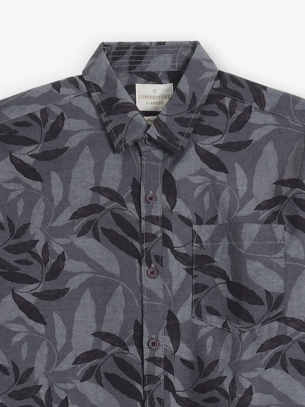 COPPER STONE dark grey printed shirt