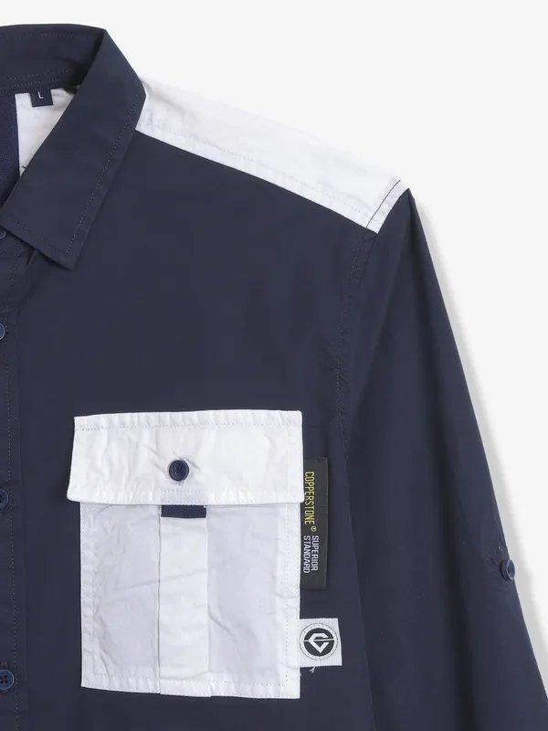 COPPER STONE navy cotton shirt