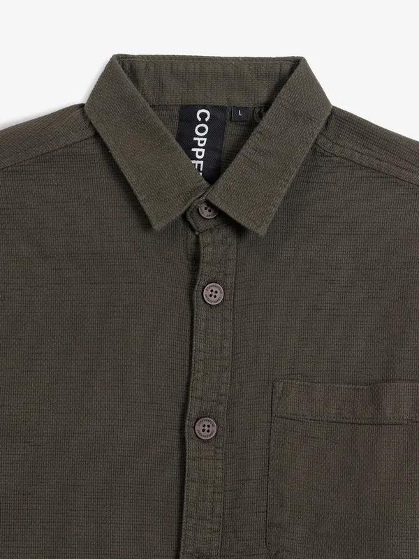 COPPER STONE olive cotton shirt
