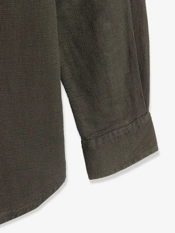COPPER STONE olive cotton shirt
