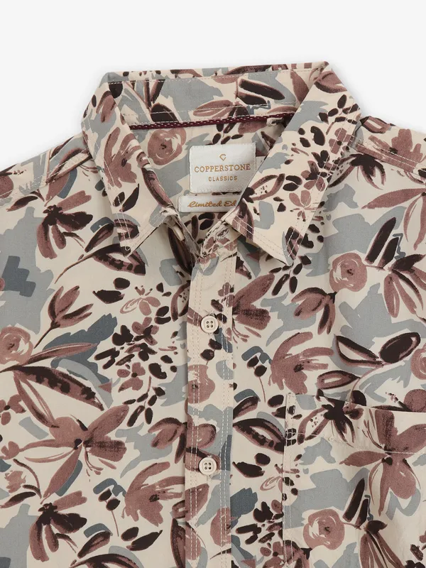 COPPER STONE printed cream shirt
