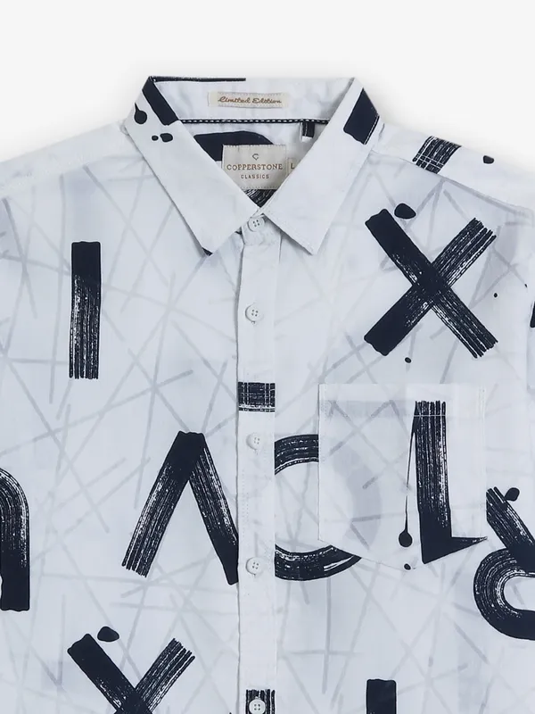 COPPER STONE printed white cotton shirt