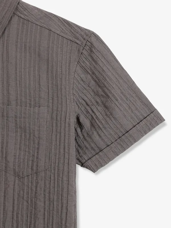 COPPER STONE stripe grey slim fit shirt