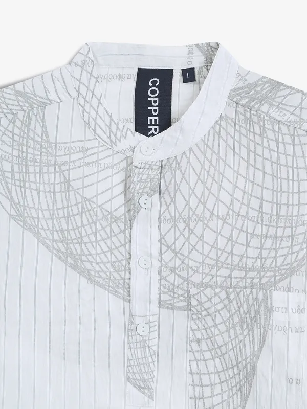 COPPER STONE white cotton kurta style shirt