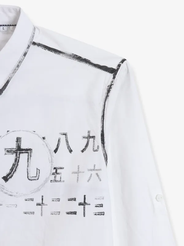 COPPER STONE white printed cotton shirt