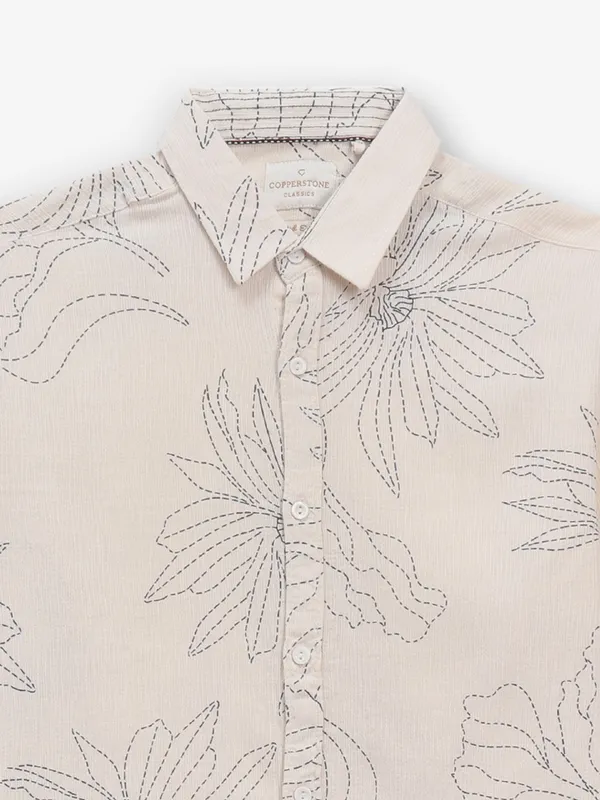 COPPERSTONE beige printed silk shirt