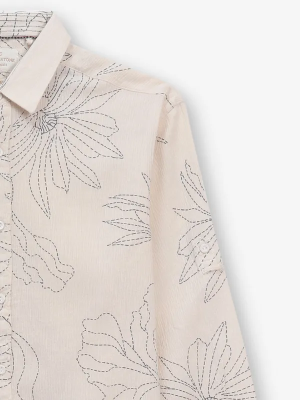 COPPERSTONE beige printed silk shirt