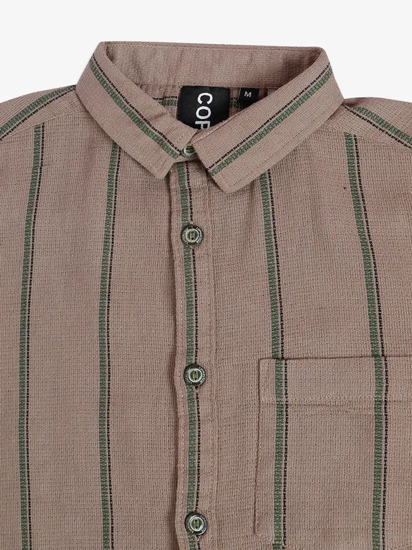 Copperstone beige stripe shirt