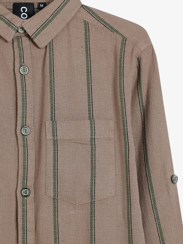 Copperstone beige stripe shirt