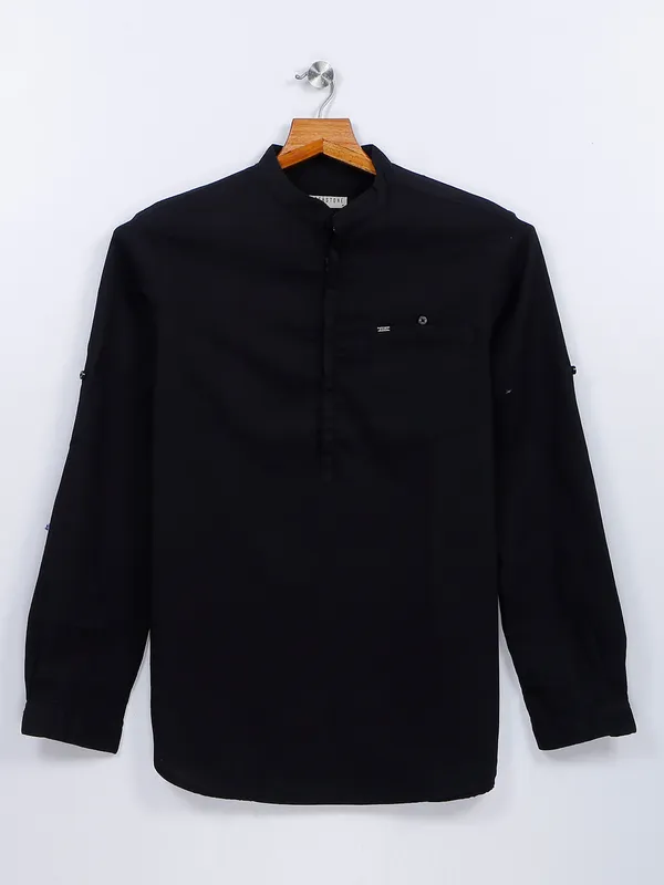 Copperstone black cotton kurta style shirt