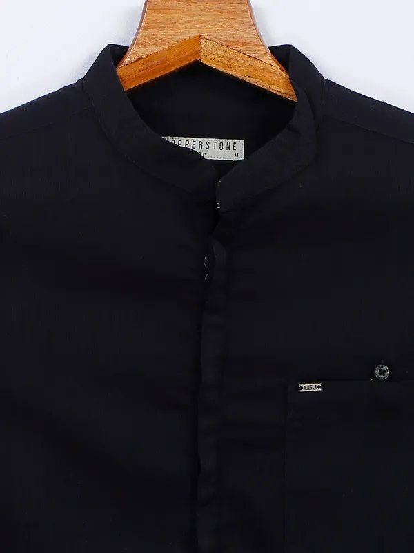 Copperstone black cotton kurta style shirt