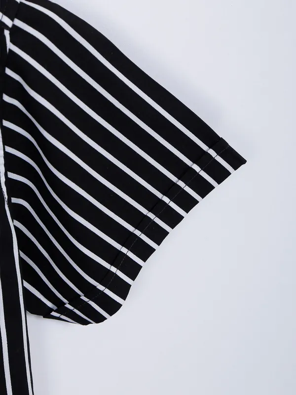Copperstone black stripe slim fit cotton shirt