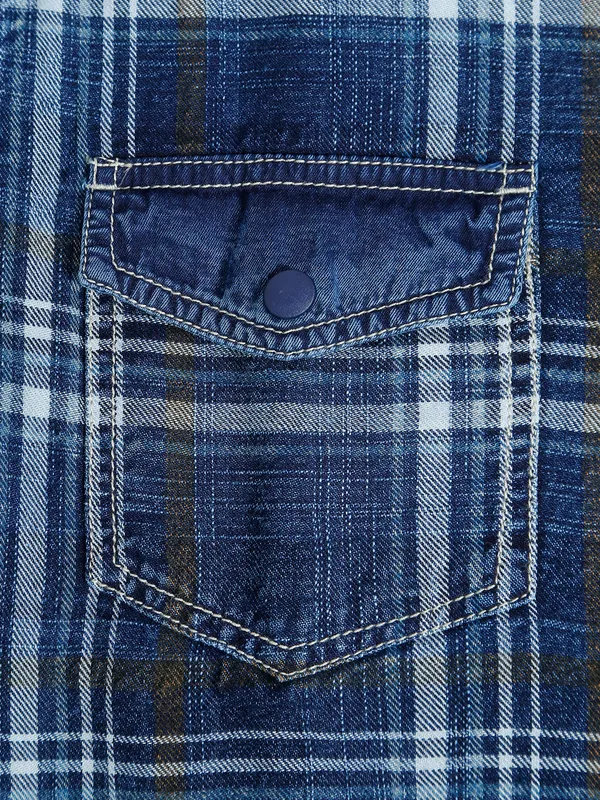 Copperstone blue denim checks shirt