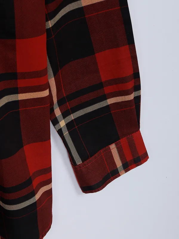 Copperstone cotton red checks shirt