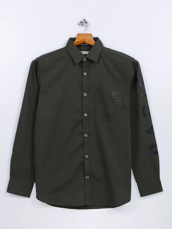 Copperstone dark green cotton shirt