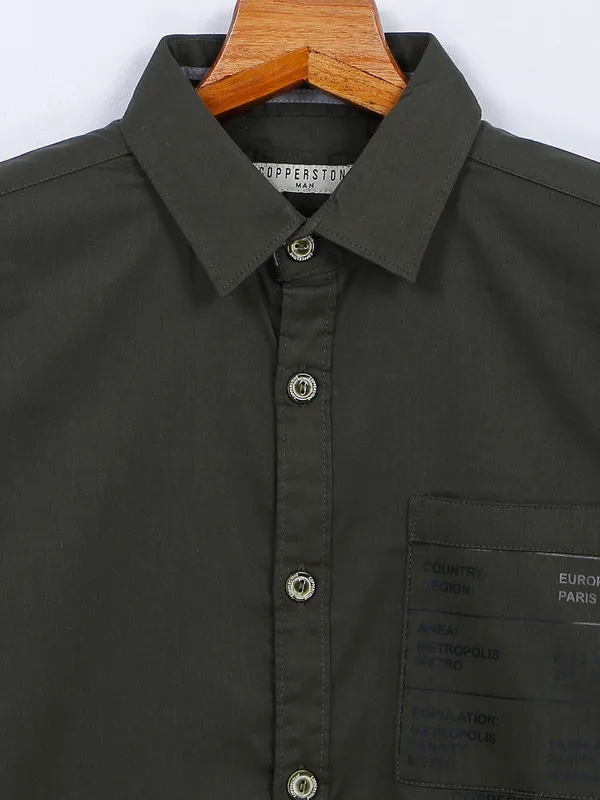 Copperstone dark green cotton shirt