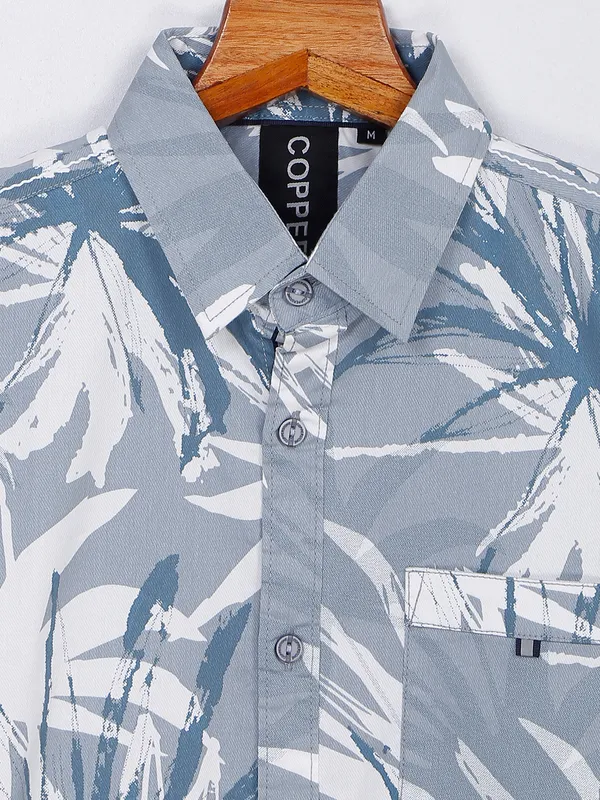 Copperstone grey half sleeves cotton printed shirt