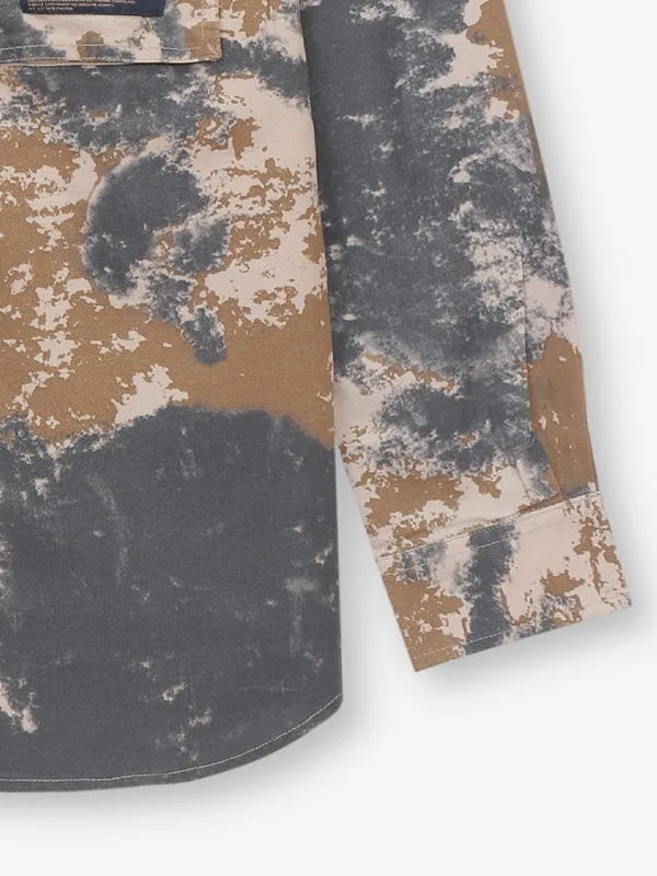COPPERSTONE grey printed cotton shirt