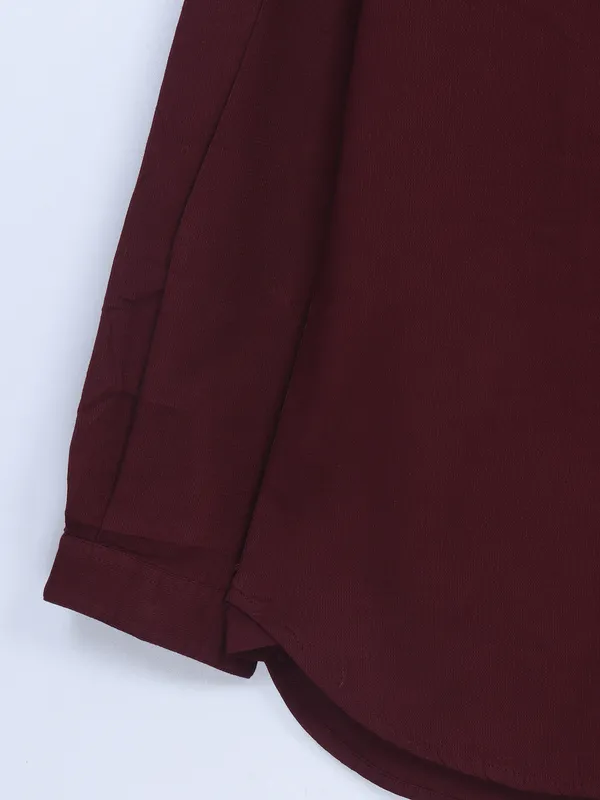 Copperstone maroon cotton kurta style shirt