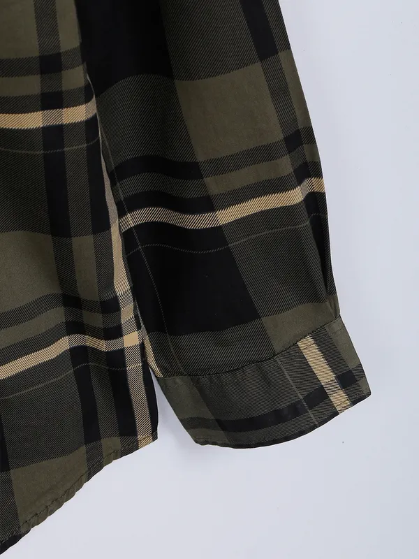 Copperstone military green cotton checks shirt